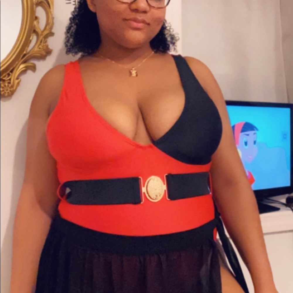 Red Swim Suit with belt - Picture 3 of 3